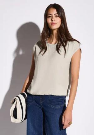 Street One Frauen Bluse mit elastischem Saum in Beige, Gr: 38