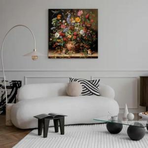 queence Leinwandbild "Frühlingsstrauß", Blumen-Blumenbilder-Gemälde-Kunst-Pflanzen-Pflanzenbilder-Romantisch-Stillleben-Vasen-Vasen & Töpfe, (1 St.), Premium-Leinwandstoff, Handarbeit aus Deutschland