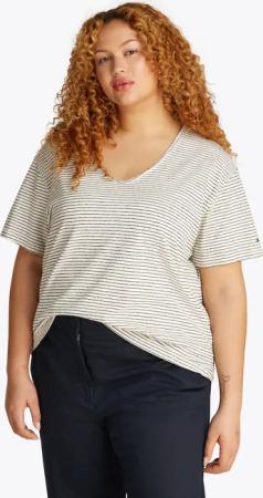Tommy Hilfiger Curve V-Shirt "CRV MODERN CO LINEN V-NK SS", in Großen Größen