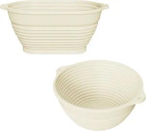 Auledio Gärkorb Silikon Gärkorb Set 2-teilig Brotform Lebensmittelecht Hitzebeständig, Hängeloch-Design,Schöne Muster,Platzsparend