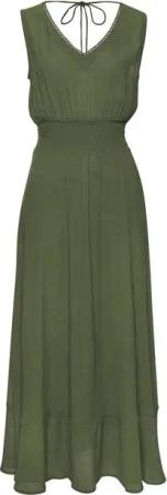 s.Oliver Maxikleid aus gekreppter Viskose zum Binden im Nacken, Sommerkleid, Strandkleid