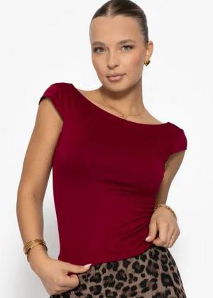 SASSYCLASSY T-Shirt T-Shirt Damen mit tiefem Rückenausschnitt Figurbetontes Basic Shirt kurzarm Weiß Schwarz Rot