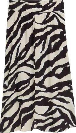 TOM TAILOR Damen High Waist Midi-Rock aus Viskose, braun, Gemustert, Gr. 44