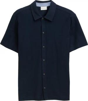 TOM TAILOR Herren Regular Fit Kurzarmhemd aus Jersey, blau, Uni, Gr. L
