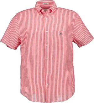 Gant Herren Kurzarmhemd rosa,rot gestreift