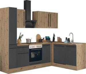 KOCHSTATION Winkelküche "Florida, Stellbreite 250x165 cm", wahlweise mit E-Geräten, mit Softclose für Türen und Schubkästen