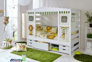 Ticaa Kinderbett "Lio", Hausbett, inkl. Schubkasten und Rollrost
