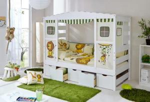 Ticaa Kinderbett "Lio", Hausbett, inkl. Schubkasten und Rollrost
