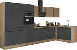 KOCHSTATION Winkelküche "Florida, Stellbreite 370x175 cm", wahlweise mit E-Geräten, mit Softclose für Türen und Schubkästen