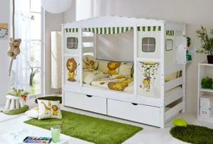 Ticaa Kinderbett "Lio", Hausbett, inkl. Schubkasten und Rollrost