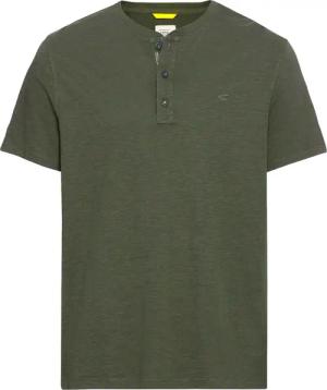 camel active T-Shirt mit Serafino-Kragen in melierter Optik