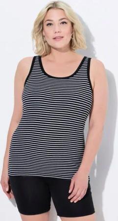 Ulla Popken Longtop BH-Top Streifen Rundhals ärmellos