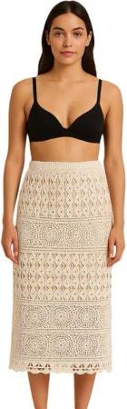 TEXEMP Sommerrock Damen Rock Maxi Lang Sommerrock Maxirock Lochstickerei Strandrock (1-tlg) Onesize von S-XL