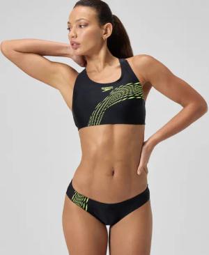 Placement-Bikini Schwarz/Gelb für Damen