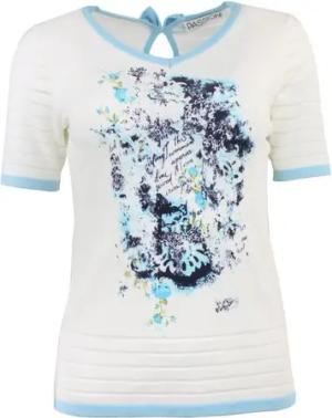 Passioni Sweater Pulli mit Print auf der Vorderseite in Weiß und Aquablau