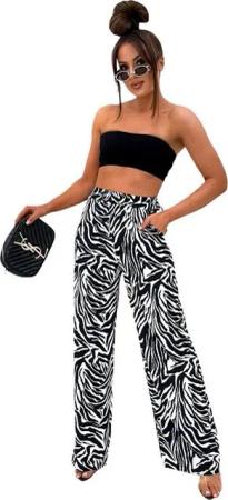 EloModa Schlaghose Trendige Damenhose mit Animal Print – Weit geschnitten & super bequem (1-tlg) Made in EU
