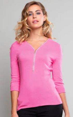 Passioni 3/4 Arm-Pullover mit goldenem Reißverschluss