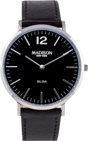 Madison New York Quarzuhr Madison New York Herren Armbanduhr Slim Silber/Schwarz G4741ZC13, Madison New York Herren Armbanduhr Slim Silber/Schwarz Large G4741ZC13
