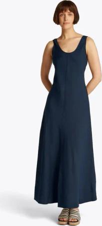 Tommy Hilfiger Maxikleid "TEXTURED LINEN TANK MAXI DRESS", mit Metalllabel,kühlendes Premium Leinen