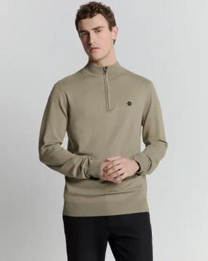 NO EXCESS Rundhalspullover "No Excess Sweatshirt mit halbem Reißverschluss"