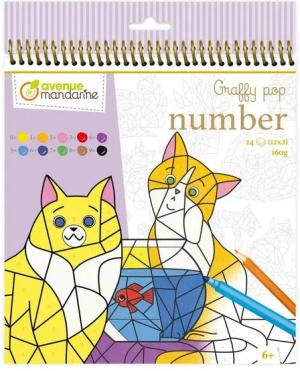 Avenue Mandarine Malvorlage 5x Graffy Pop Number, Katzen - Violett GY156C, My Mandarine