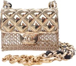 Chanel Halskette - 2021 Leather and Gold Plated Classic Flap Bag Pend - Gr. unisize - in Gold - für Damen
