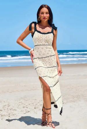 Ärmelloses Maxikleid in Beige