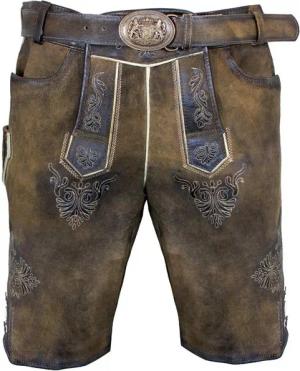 Maddox Trachtenlederhose MADDOX Kurze Lederhose 'Ammersee' mit Gürtel, Ant