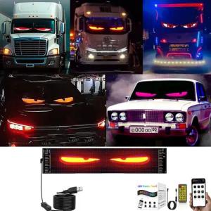 PRIISF Autosonnenschutz Augen für Lkw Auto LED Licht Dynamische Devil Eye Ambiente Beleuchtung, (DIY Programmierbarer Flex Display für Lkw Auto Frontscheibe, LED Werbung Leuchtschrift Scrollen Panel), Dynamisches Teufel Auge Licht Lkw RV Auto Aufkleber Zu