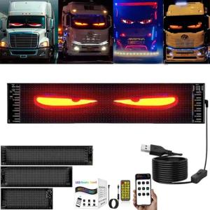 PRIISF Frontscheibenabdeckung Auto Licht Zubehör LED Augen Lkw Devil's Eye Lampe Ambiente Innenraum, (Auto Teufel Augenlicht Flexibler LED Bildschirm Ambiente Beleuchtung, Programmierbare RGB Laufschrift Digital Schild Werbung Reklame Display), Dynamische