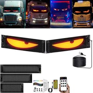 PRIISF Frontscheibenabdeckung Auto Licht Zubehör LED Augen Lkw Devil's Eye Lampe Ambiente Innenraum, (Auto Teufel Augenlicht Flexibler LED Bildschirm Ambiente Beleuchtung, Programmierbare RGB Laufschrift Digital Schild Werbung Reklame Display), Dynamische