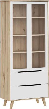FORTE Vitrine "Vankka Stauraumvitrine", (B/H/T 84,7/201,5/41,7 cm), 2 Glastüre, Grifflos, zeitloses Design, 2 Schubkästen