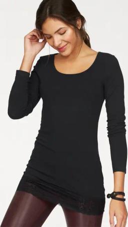 AJC Longshirt, Langarm, figurbetonter Schnitt, unifarben, Rundhalsausschnitt