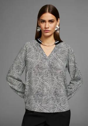 HECHTER PARIS Druckbluse, mit Kontrastkragen