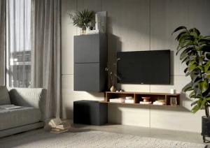 INOSIGN Wohnwand "INFINITY, 4tlg. Breite 180 cm, Höhe variabel, Wohnwand", (Spar-Set, 4 St.), (TV-Wandregal, 2x Hängewürfel, Würfel-Element bodenstehend)
