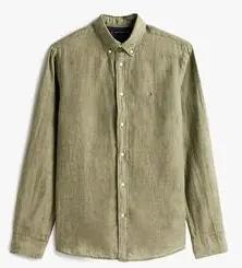 Tommy Hilfiger Hemdbluse MW0MW34602 LINEN PIGMENT DYED-PLI BATTLE GREEN