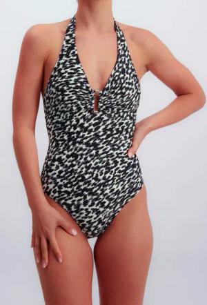 JOOP Badeanzug "Animal", Breite Bänder zum Schnüren, Animal-Print