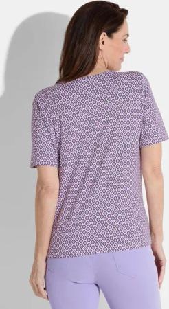 Jersey-Shirt im Minimalprint - weiß / lila / gemustert - Gr. 19 von Goldner Fashion