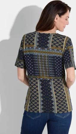 Jersey-Shirt mit edlem Druck - marine / honig / gemustert - Gr. 40 von Goldner Fashion