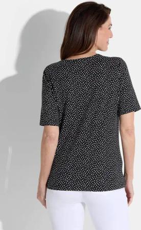 Jersey-Shirt mit Tupfen-Muster - schwarz / weiß / gemustert - Gr. 50 von Goldner Fashion