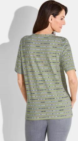Jersey-Shirt mit Streifenmuster - salbei / grau / gestreift - Gr. 48 von Goldner Fashion