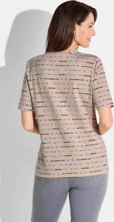 Jersey-Shirt mit Streifenmuster - beige / grau / gestreift - Gr. 46 von Goldner Fashion