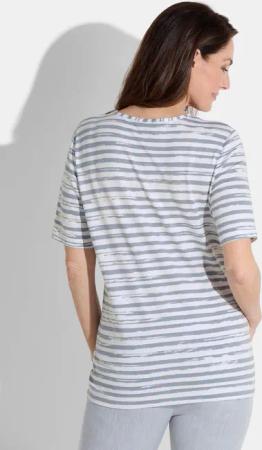Gestreiftes Shirt aus Viskose-Jersey - grau / weiß / gemustert - Gr. 54 von Goldner Fashion