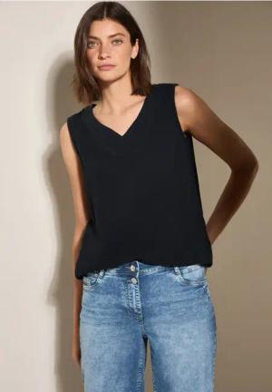 Cecil Damen Musselin Blusentop in Schwarz, Gr: S