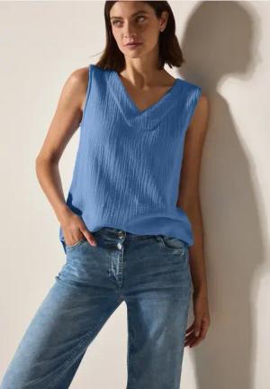 Cecil Damen Musselin Blusentop in Blau, Gr: XS