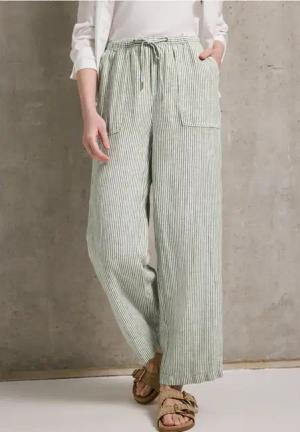 Street One Studio Frauen Straight Leg Leinenhose in Grün, Gr: 32