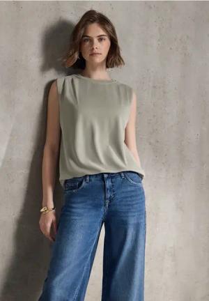 Street One Studio Frauen Silk-Look Top in Grün, Gr: 46