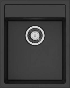 SO-TECH® Küchenspüle Einbauspüle Atlanta 400N (für Schrankbreiten ab 450 mm) inkl. Siphon, (1 St), tiefschwarz, Einzelbecken aus Quarzstein Sogranit