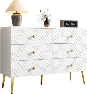 Yorbay Kommode 6 Schubladen Sideboard Beistellschrank mit goldenen Griffen