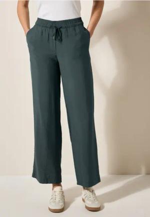 Cecil Damen Wide Leg Strukturhose in Grün, Gr: L